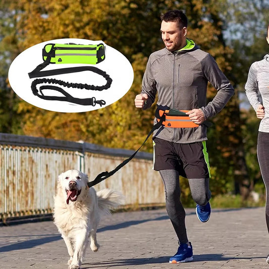 Hands-Free Dog Leash – Adjustable, Reflective &amp; Comfortable Waist Belt for Running and Walking