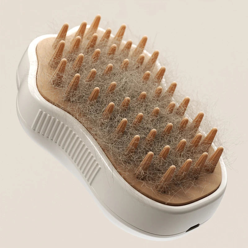 3-in-1 Steam Pet Grooming Brush – Electric Spray, Massage & Loose Hair Removal for Cats & Dogs